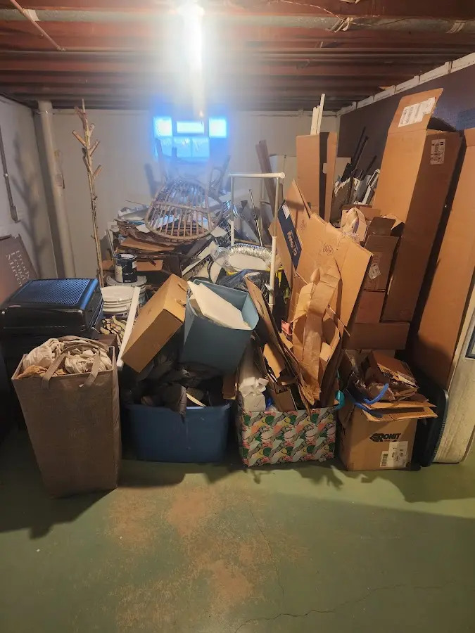 Roll-off dumpster container at job site for 4 Yard Dumpster Rental in New Franklin